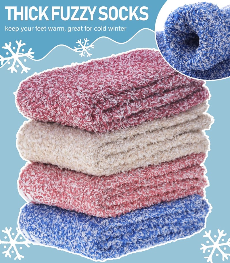 Yebing Store Non Slip Hospital Socks for Women with Grips Fuzzy Cozy Anti Skid Slipper Socks Winter Warm Soft Fluffy Sleep Socks - Image 4